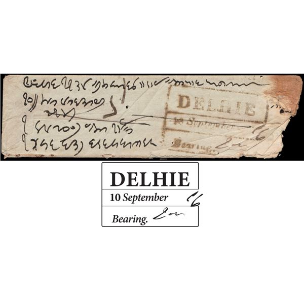 Very Rare Pre-Stamp Cover of Delhi with Red Rectangular Seal bearing 2 Annas.