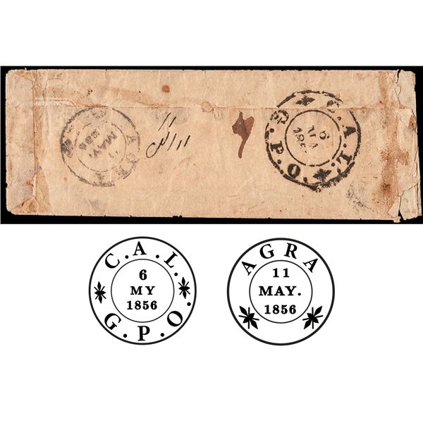 Pre Stamp Cover with Unrecorded Cancellations sent from Calcutta to Ladnun (Rajasthan) Via Agra in 1