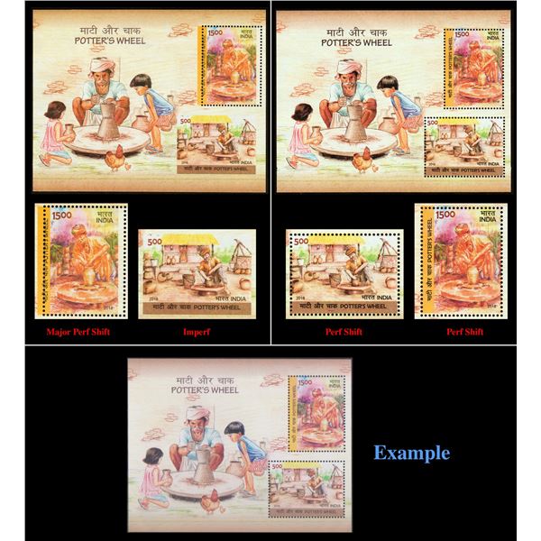 Very Rare Imperf and Perforation Shift Error in Potter’s Wheel Miniature Sheet of Stamps of 2018.