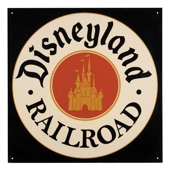 A Disneyland Railroad Large Metal Station Sign.