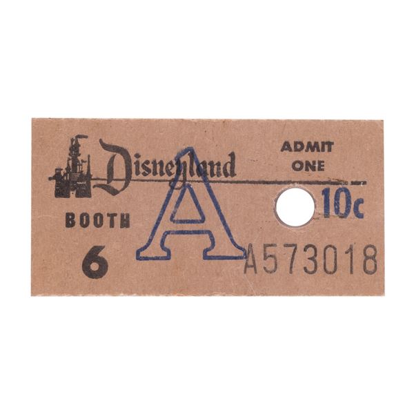 A Disneyland "A" Attraction Ticket Booth Ticket.