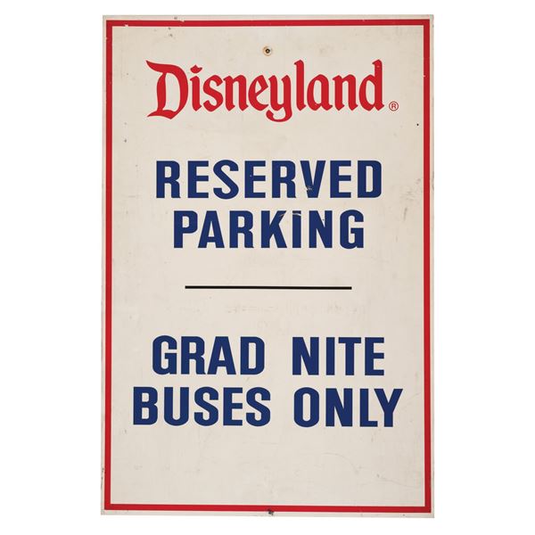 A Disneyland Grad Nite Reserved Parking Sign.