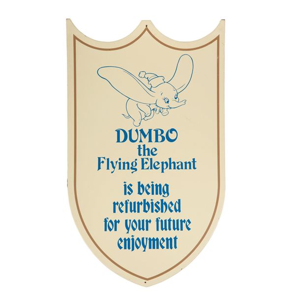 A Dumbo the Flying Elephant Refurbishment Sign.