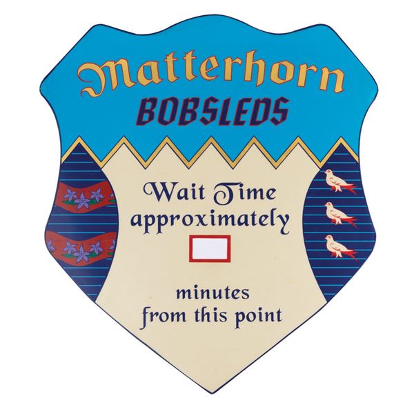 A Matterhorn Bobsleds Wait Time Sign.