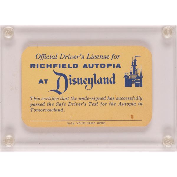 An Original Richfield Autopia Driver's License.