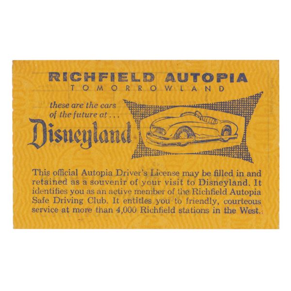 A Disneyland-Richfield Autopia Driver's License.