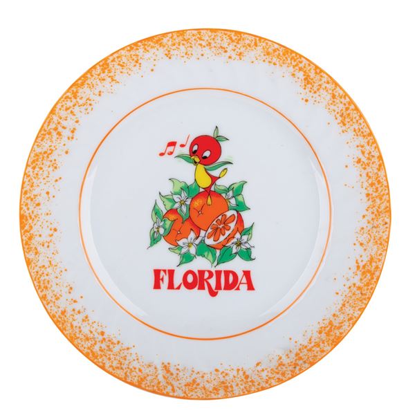 An Orange Bird Ceramic Plate.