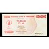 Image 2 : 2006-2008 Zimbabwe 10 Million Dollars (ZWN) Emergency Bearer Check Notes P# 55a Grades Choice AU/BU 