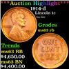 ***Auction Highlight*** 1914-d Lincoln Cent 1c Graded ms63 rb By SEGS (fc)