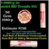 Image 1 : Shotgun Lincoln 1c roll, 1980-p 50 pcs Merchants Bank Wrapper.