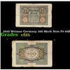 Image 1 : 1920 Weimar Germany 100 Mark Note P# 69B Grades vf+