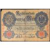 Image 2 : 1910 Imperial Gremany 20 Mark Note P# 40B Grades vf details