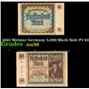 Image 1 : 1922 Weimar Germany 5,000 Mark Note P# 81B Grades Choice AU/BU Slider