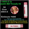 Image 1 : Shotgun Lincoln 1c roll, 2003-d 50 pcs Brandt 50c Wrapper.
