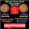 Mixed small cents 1c orig shotgun roll, 1936-p Lincoln Cent, 1919-s Lincoln Cent other end, Coca Col