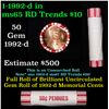 Image 1 : Shotgun Lincoln 1c roll, 1992-d 50 pcs Brandt 50c Wrapper.