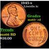 1945-s Lincoln Cent 1c Grades Gem+ Unc RD