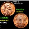 1964-d Lincoln Cent 1c Grades GEM+ Unc RD