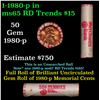 Image 1 : Shotgun Lincoln 1c roll, 1980-p 50 pcs Merchants Bank Wrapper.