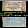 Image 1 : 1864 $10 Confederate Note, T-68 CSA Grades xf