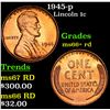 1945-p Lincoln Cent 1c Grades GEM++ RD