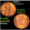 1949-s Lincoln Cent 1c Grades Gem+ Unc RD