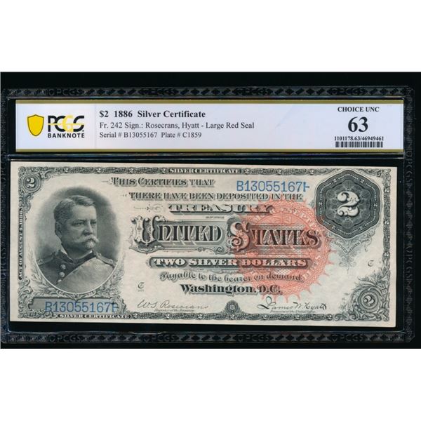 1886 $2 Silver Certificate PCGS 63