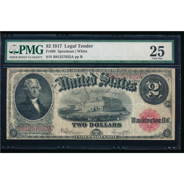 1917 $2 Legal Tender Note PMG 25