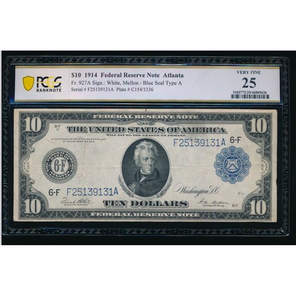 1914 $10 Atlanta FRN PCGS 25