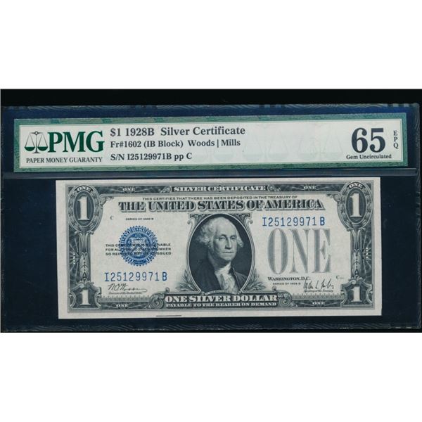 1928B $1 Silver Certificate PMG 65EPQ