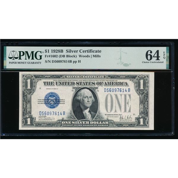 1928B $1 Silver Certificate PMG 64EPQ