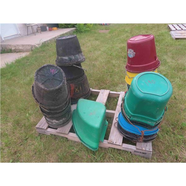 Pallet of Feed Buckets Approx. 20