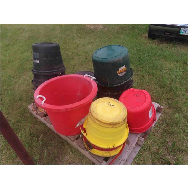 Pallet of Feed Buckets Approx. 14