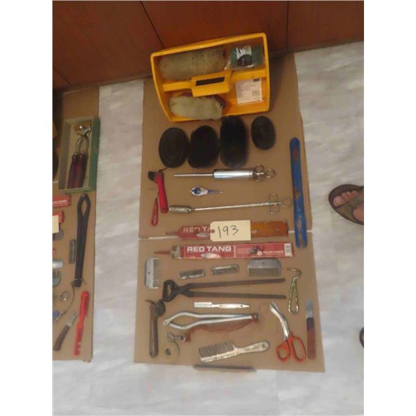 Horse Grooming; Hoof Trimmer, Filer, Brushes, Some 