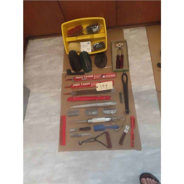 Horse Grooming; Hoof Trimmer, Filer, Brushes, Some Medical