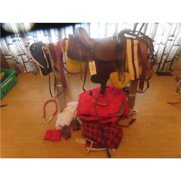 Western Saddle and Bridle , Horse Winter Blanket, Leg