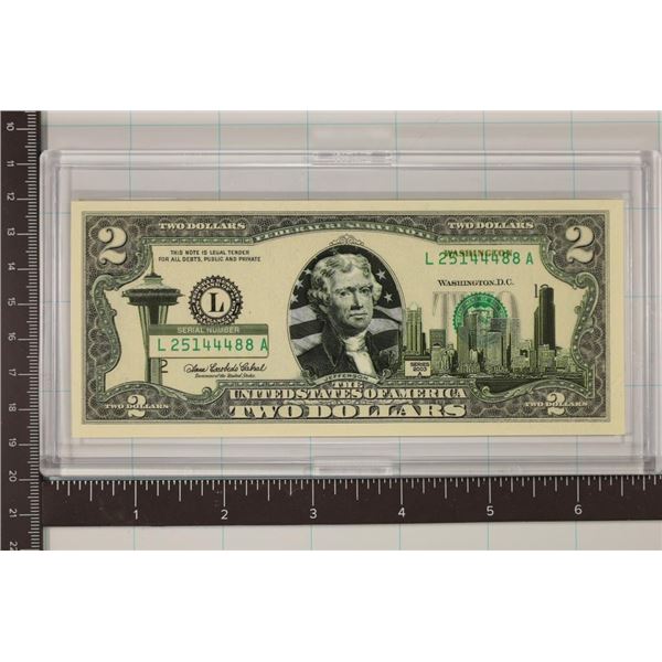 2003-A US $2 FRN WITH WASHINGTON OVERLAY. CRISP