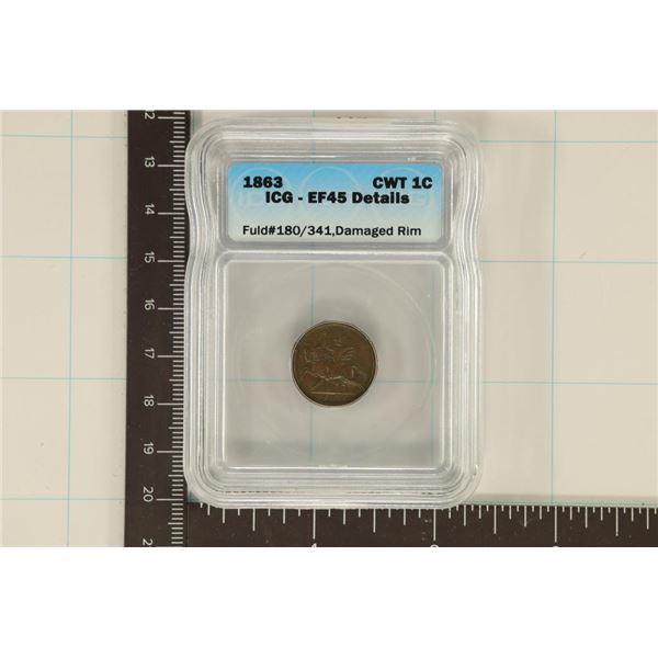 1863 CIVIL WAR TOKEN ICG EF45 DETAILS FULD#180/341