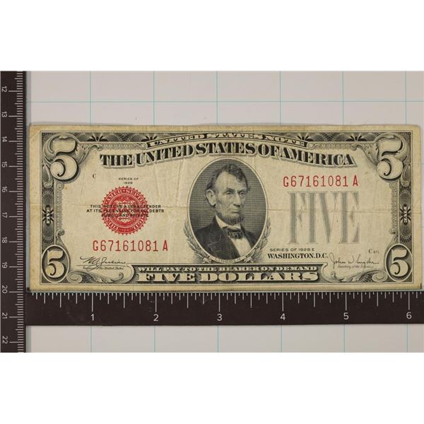 1928-E US $5 RED SEAL NOTE