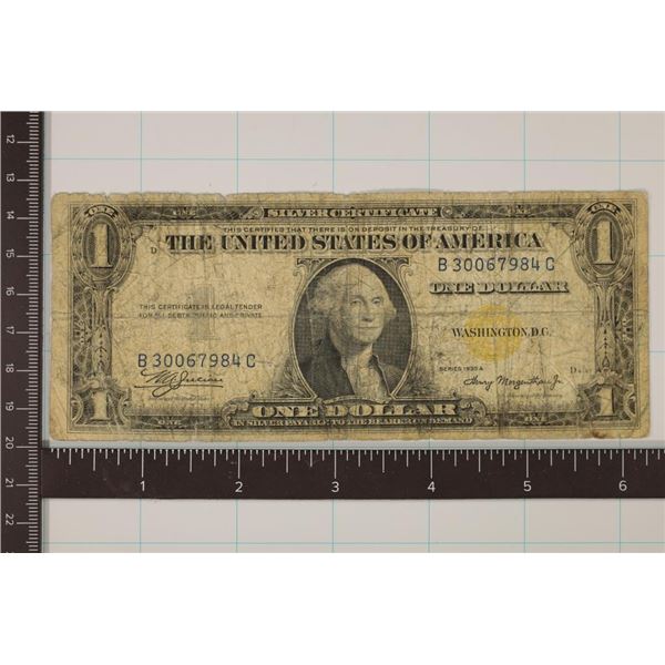 1935-A US $1 SILVER CERT. NORTH AFRICA YELLOW SEAL