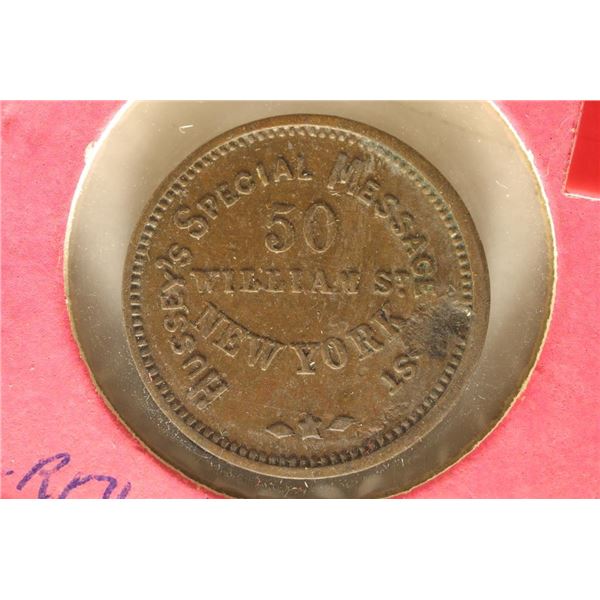 1863 CIVIL WAR TOKEN "HUSSEY'S SPECIAL MESSAGE"