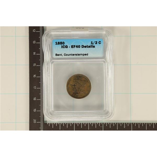 1850 US HALF CENT ICG EXTRA FINE 40 DETAILS