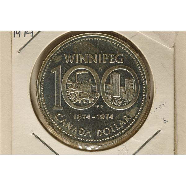 1974 CANADA SILVER $1  WINNIPEG  .375 OZ. ASW