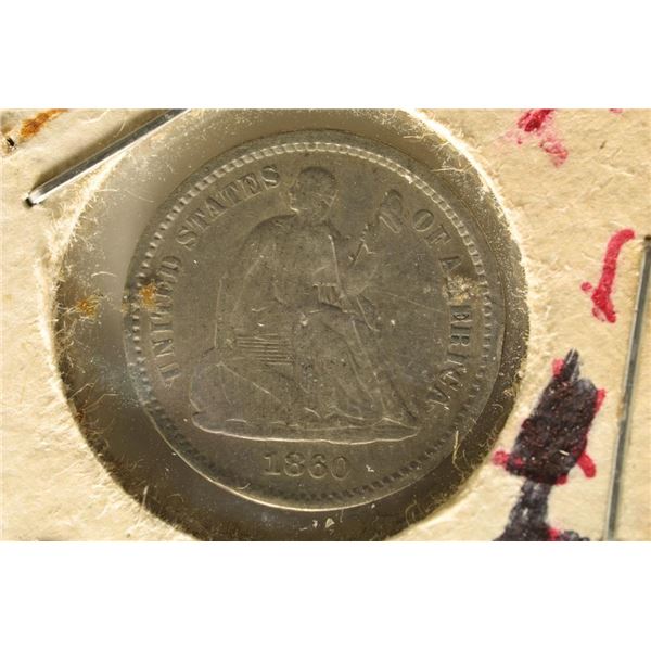 1860-O SEATED LIBERTY HALF DIME "BENT"