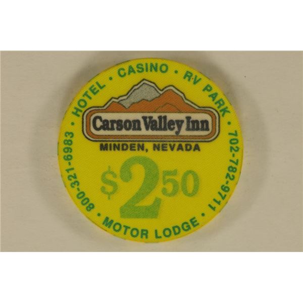 $2.50 CARSON VALLEY INN CASINO CHIP. MINDEN, NV.