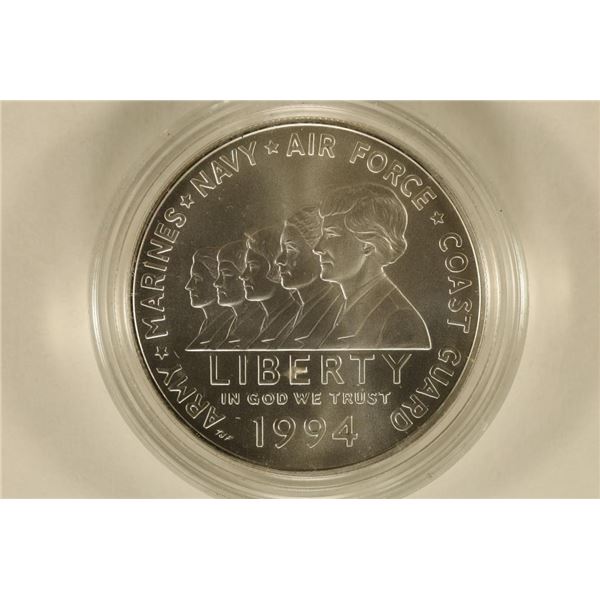 1994-W US UNC SILVER $1  WOMEN IN MIILITARY  IN