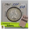 Image 1 : 1961 SILVER 50 CENT COIN