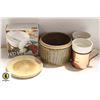 Image 1 : BRIE DISH, COOPER CLAD MUGS & CLAY PLANT POT