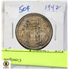 Image 2 : 1942 SILVER 50 CENT COIN