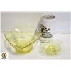 Image 1 : 2PCS ANTIQUE DEPRESSION VASELINE GLASS